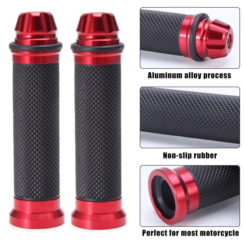 Rich Choices Custom Motorcycle Sport Bike CNC Aluminum 7/8" 22mm Handlebar Rubber Gel Hand Grips for Chopper Cruiser Bike - Image 2